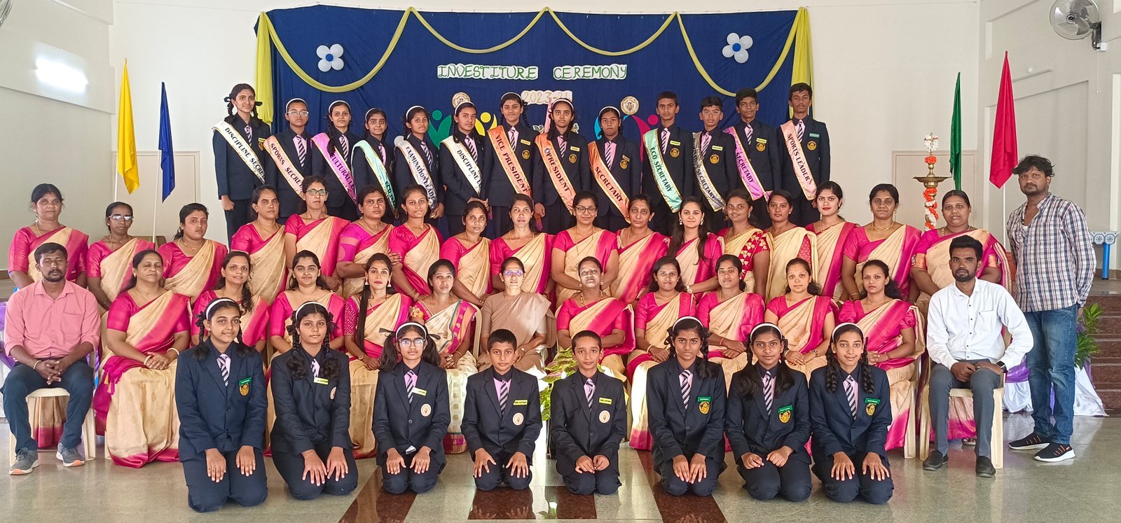 Carmel student leaders and teachers at their investiture ceremony